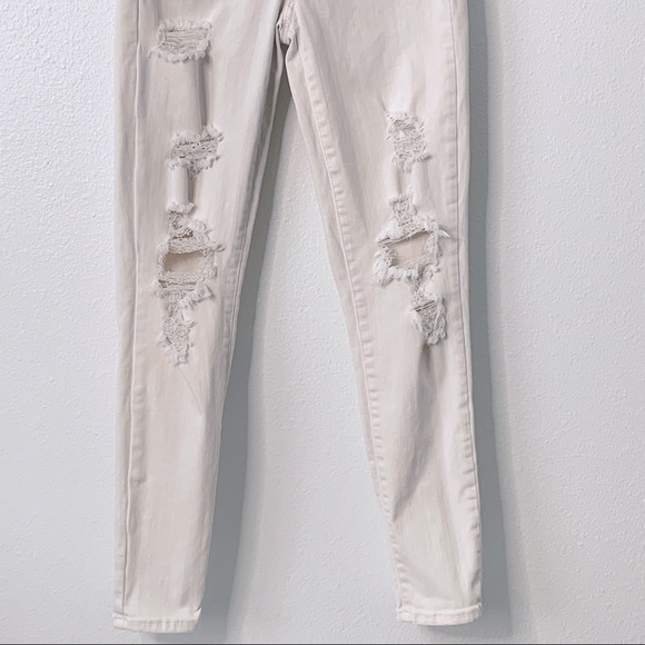 AE 🦅 Light Peach Next Level Stretch High Rise Distressed Jegging Jeans - Picture 4 of 9